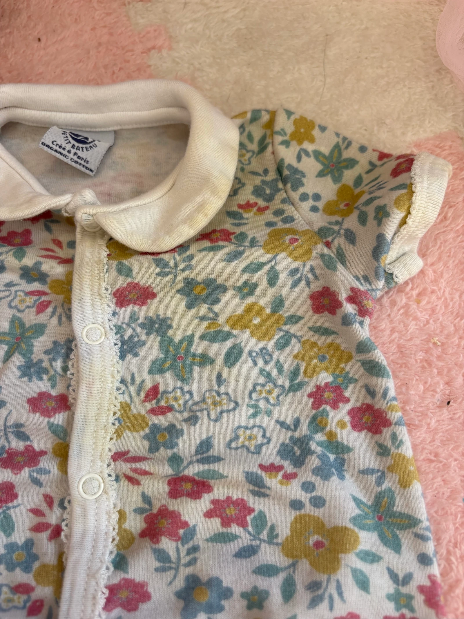 Petit Bateau Baby Girl 3-Month Floral Blouse – Claudine Collar – photo 3